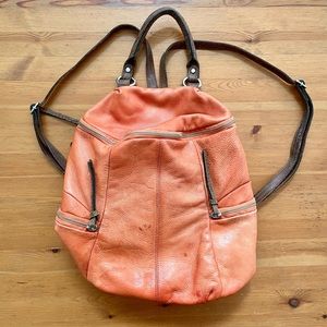 Orange Leather Tano Backpack Purse